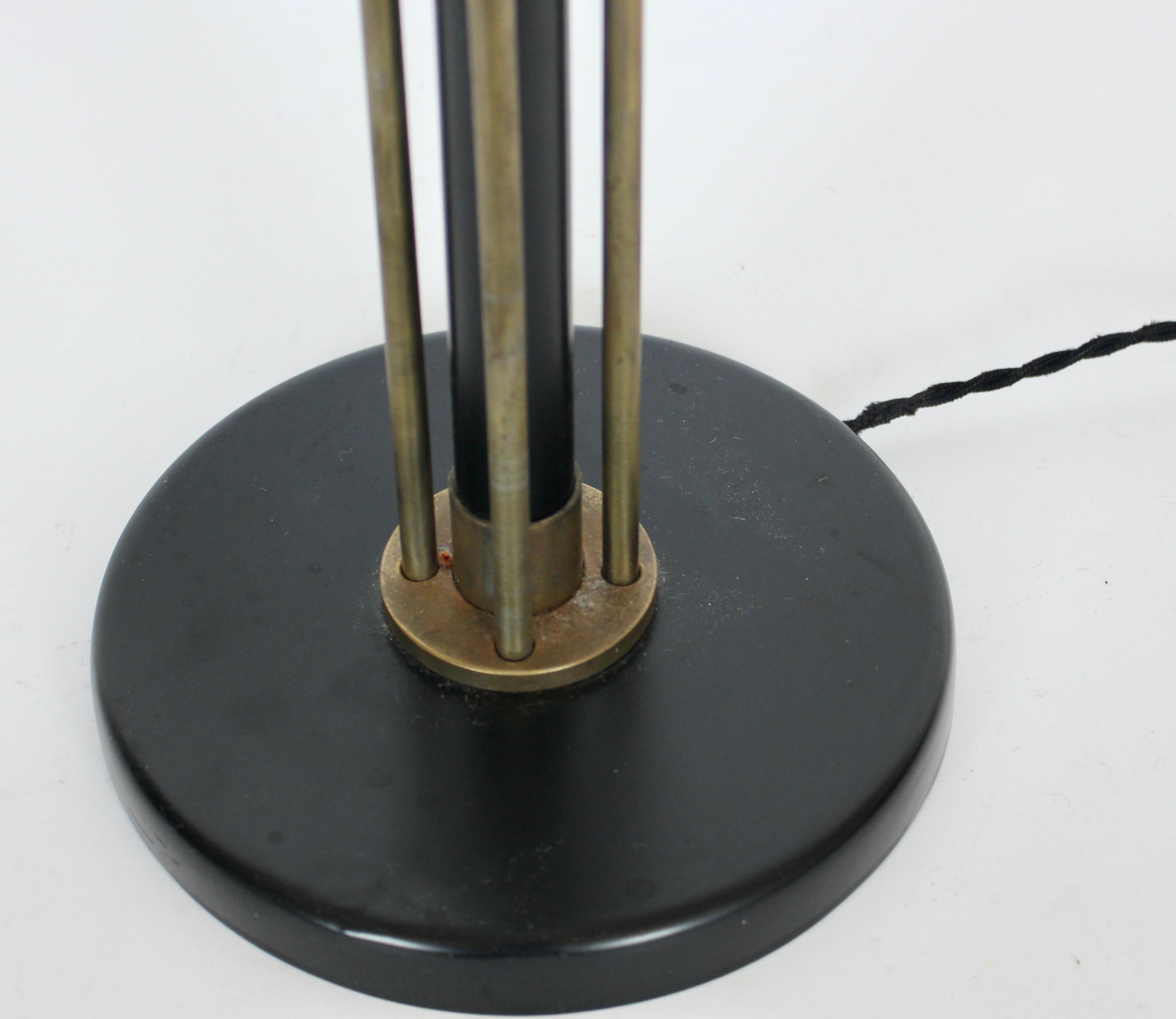Walter Von Nessen Machine Age Black Enamel & Brass Table Lamp, 1940's For Sale 8