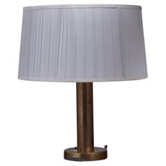 Walter Von Nessen Milk Glass Desk Lamp with Brass Base, American, 1950s