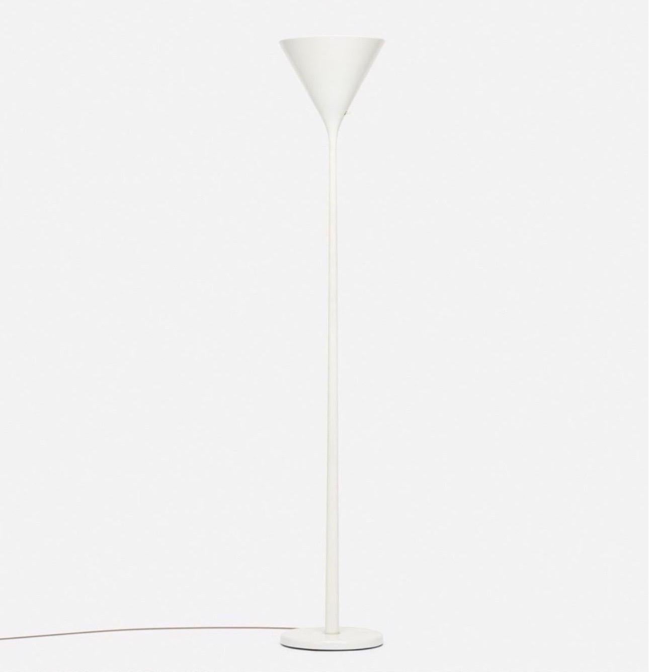 American Walter von Nessen White Torchiere Floor Lamp For Sale