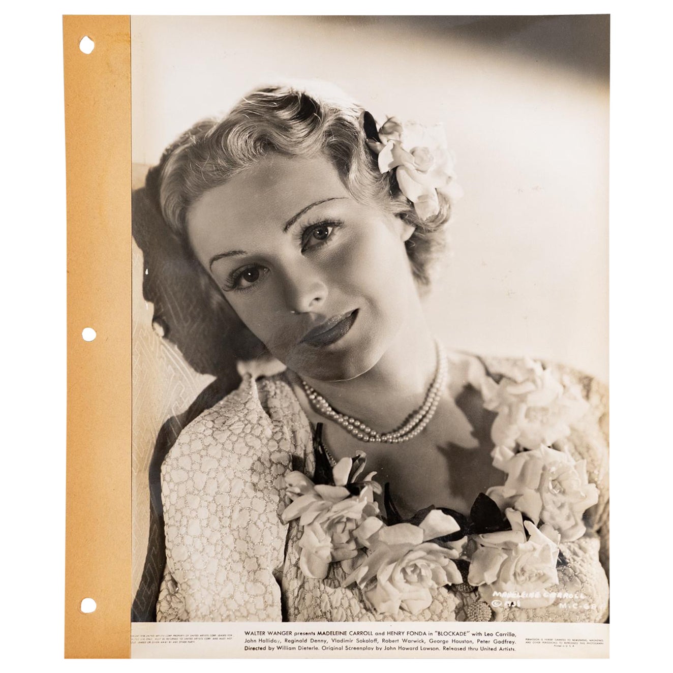 Walter Wagner. Photographie de Madeline Carroll dans le film "Blockade", 1938
