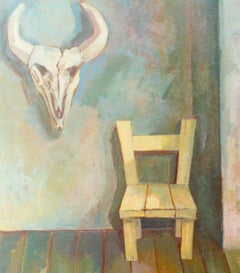 "Das graue Zimmer" ( Gray Room ) Oil Painting 1955 by Walter Wellenstein