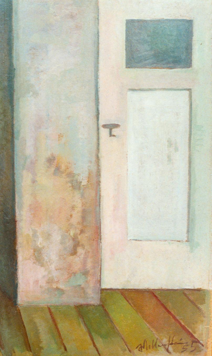 « Das graue Zimmer » (Pelle grise), peinture à l'huile de Walter Wellenstein, 1955 en vente 2