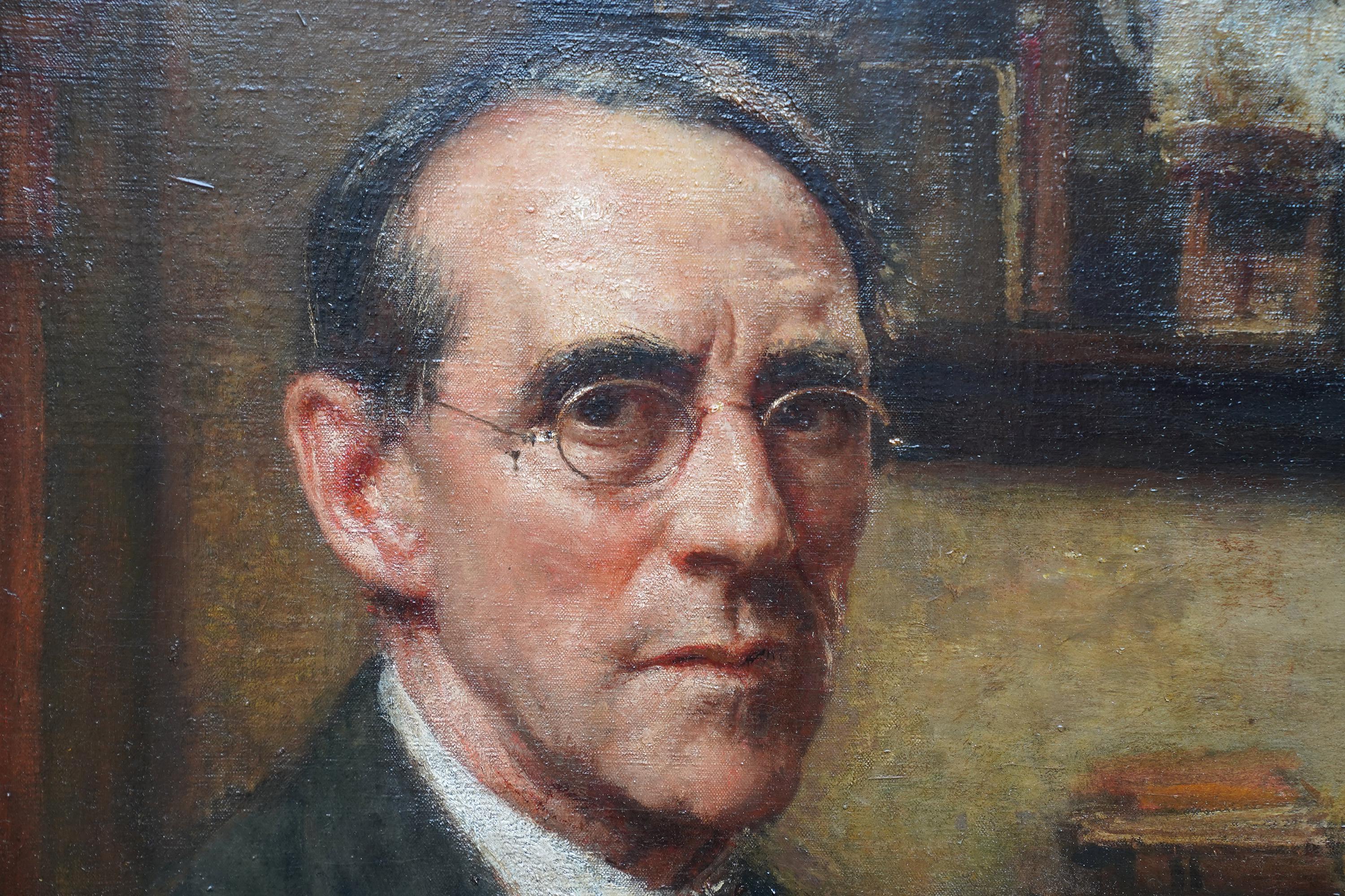 Autorretrato del Artista en el Estudio - Pintura al óleo de arte británico de los años 20 en venta 1