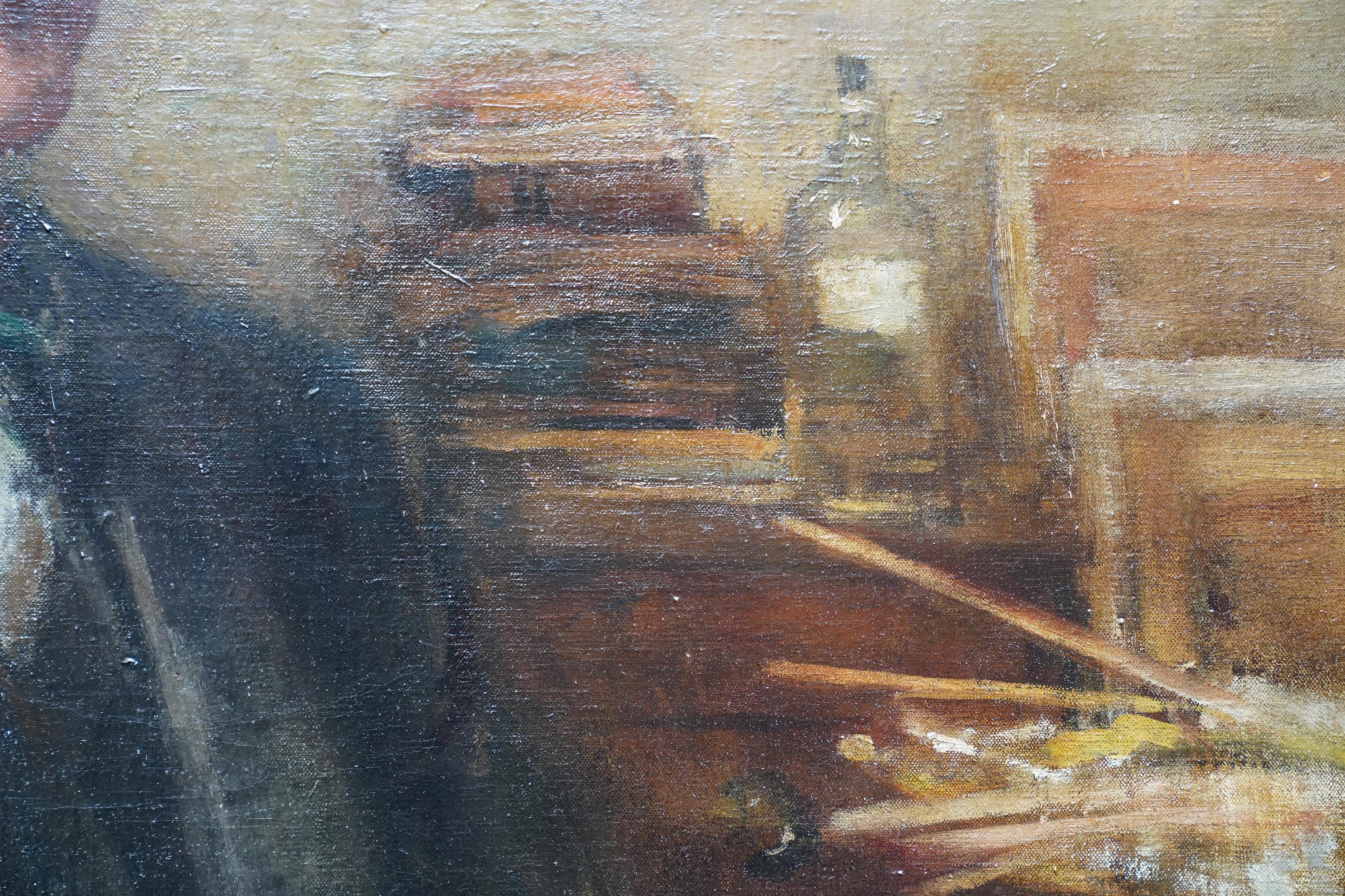 Autorretrato del Artista en el Estudio - Pintura al óleo de arte británico de los años 20 en venta 4