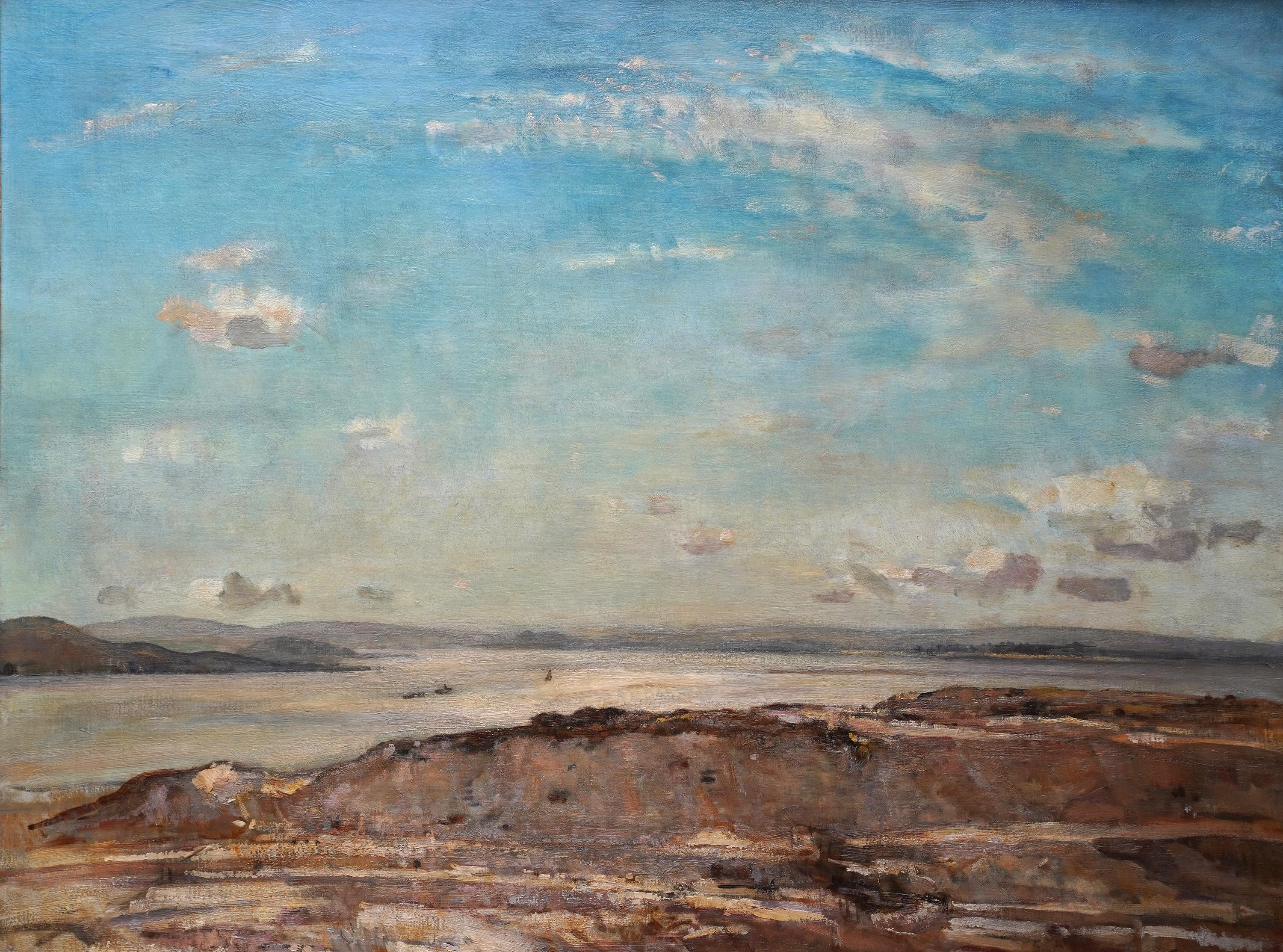 Sunset Coastal Landscape - British Impressionist 1930s art seascape oil painting For Sale 8