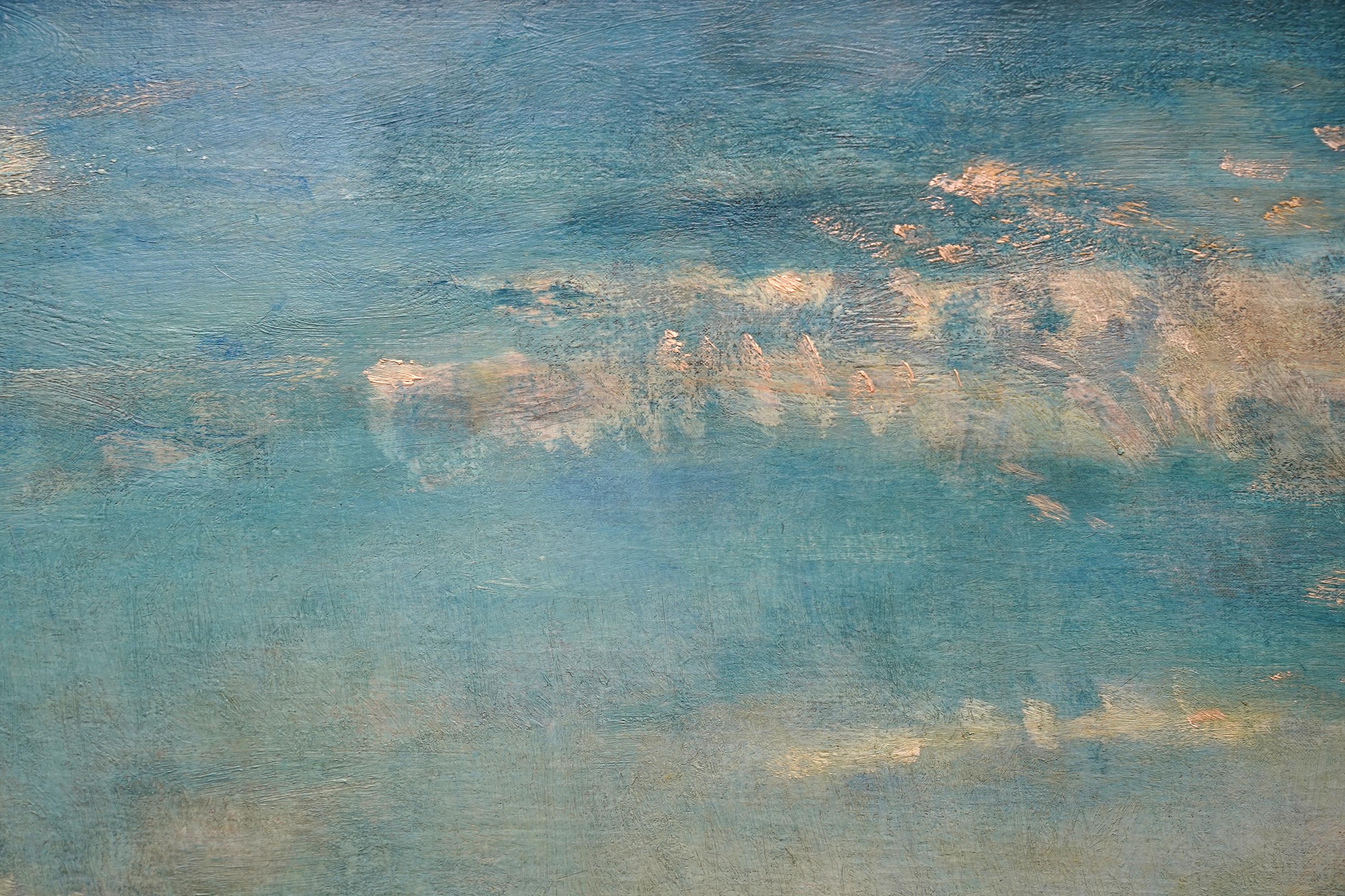 Sunset Coastal Landscape - British Impressionist 1930s art seascape oil painting For Sale 5