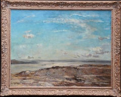 Sunset Coastal Landscape - British Impressionist 1930s art seascape oil painting
