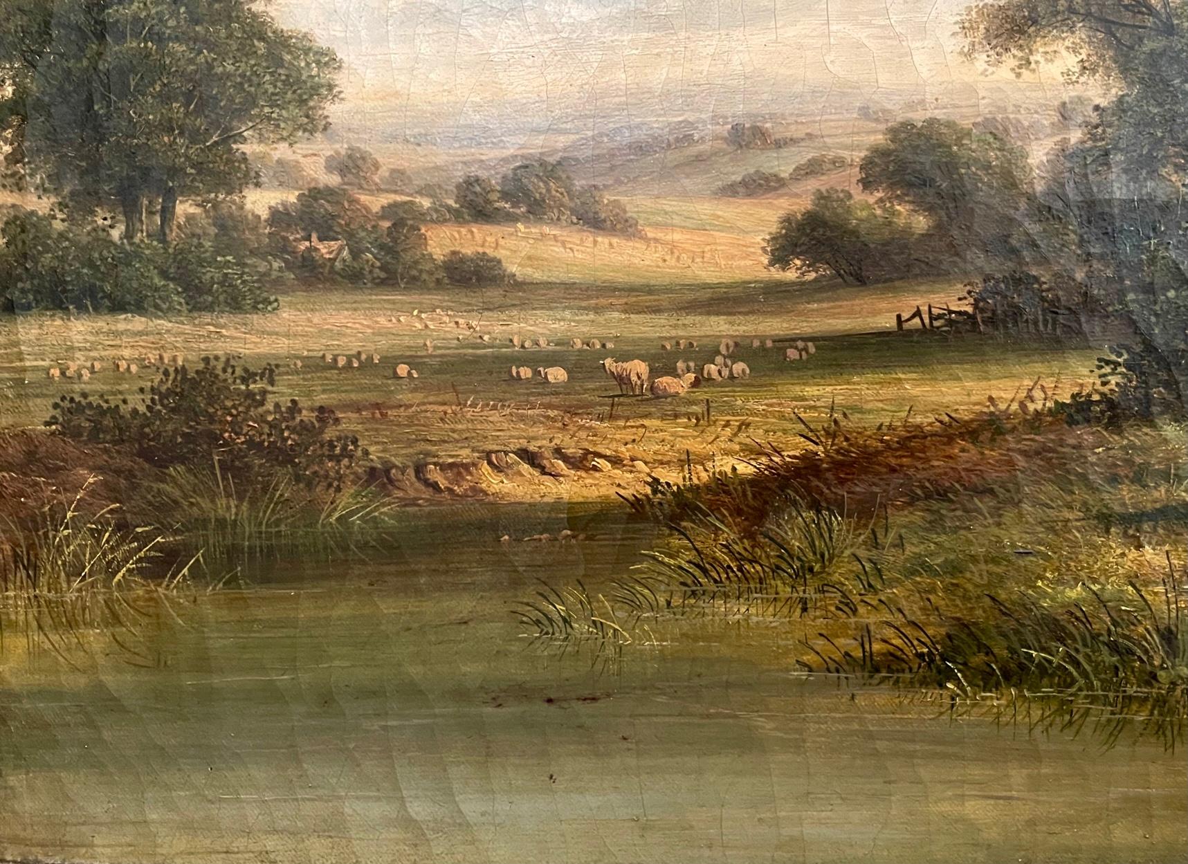 Children At Play - Brown Landscape Painting by Walter Williams