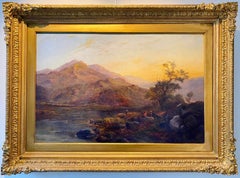 Huge 19th century Victorian oil landscape - Summer in the Highlands - 1860