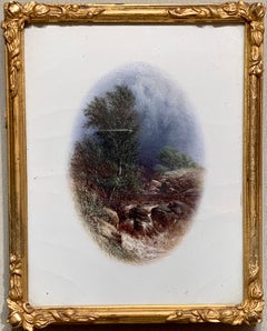 Pair of Antique British River landscapes, with waterfalls, mountains and trees