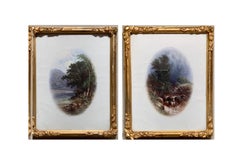 Pair of Victorian River landscapes, with waterfalls, mountains and trees