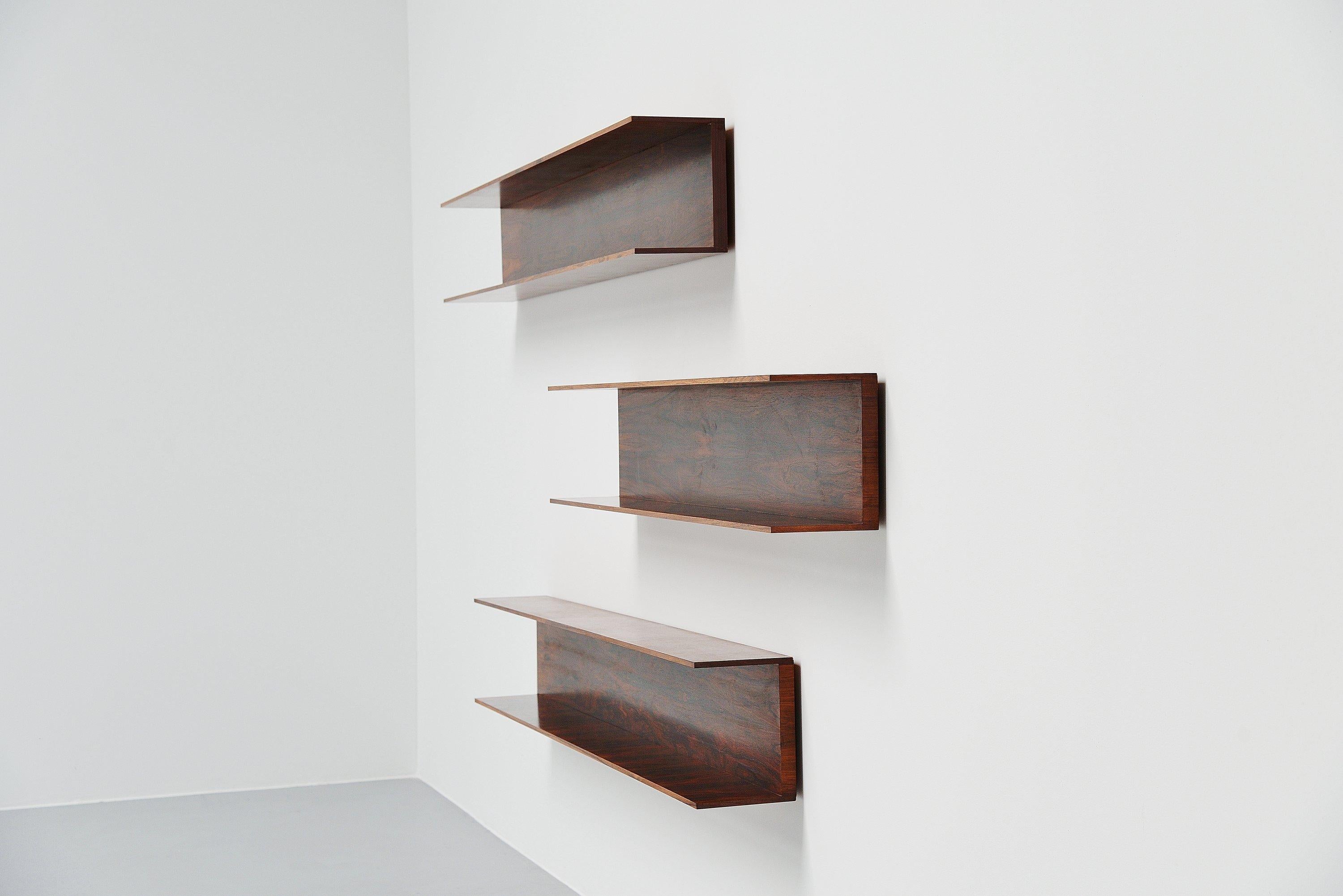 Walter Wirz Wall Shelves Wilhelm Renz Rosewood, Germany, 1965 In Good Condition In Roosendaal, Noord Brabant