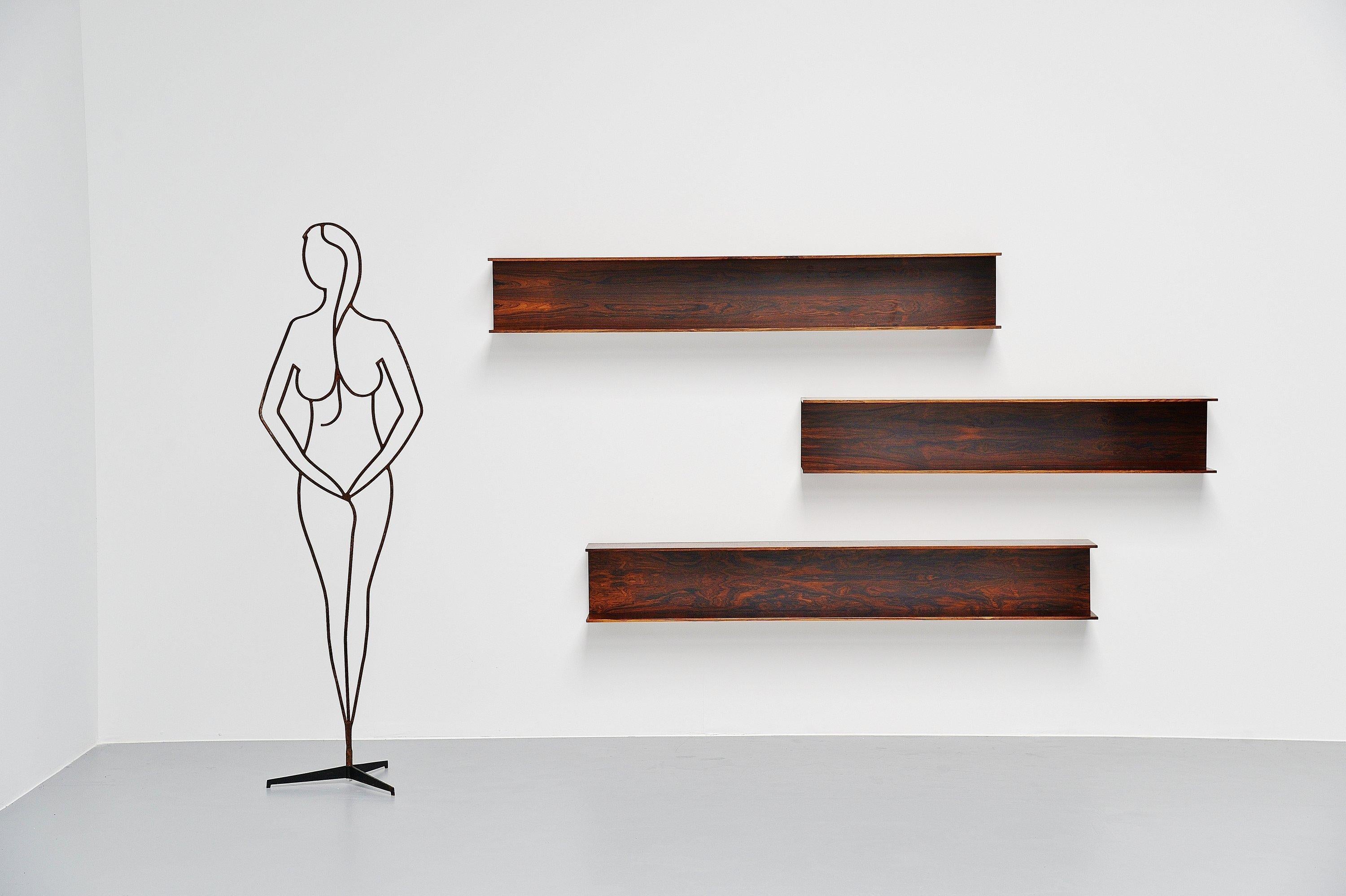 Walter Wirz Wall Shelves Wilhelm Renz Rosewood, Germany, 1965 4