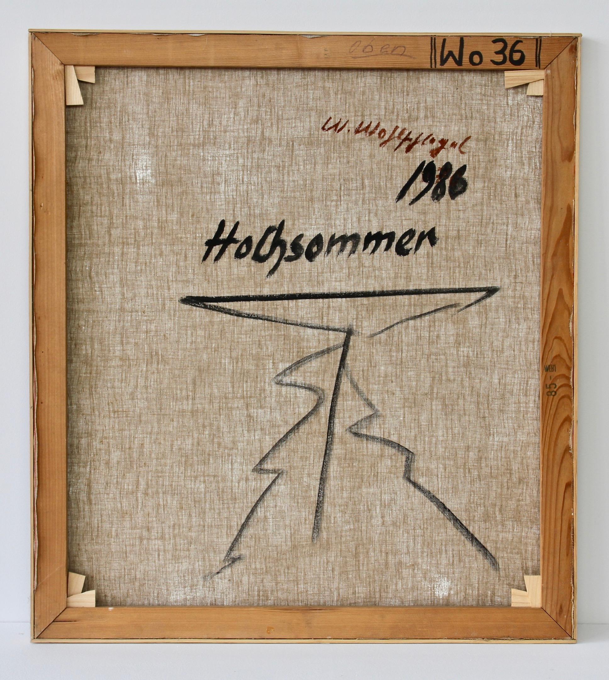 Walter Wohlschlegel 'Hochsommer' Vintage Abstract Modern Art Painting, 1986 10