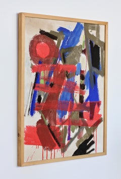 Walter Wohlschlegel, signiertes abstraktes modernes Ölgemälde, Deutschland, ca. 1960er Jahre