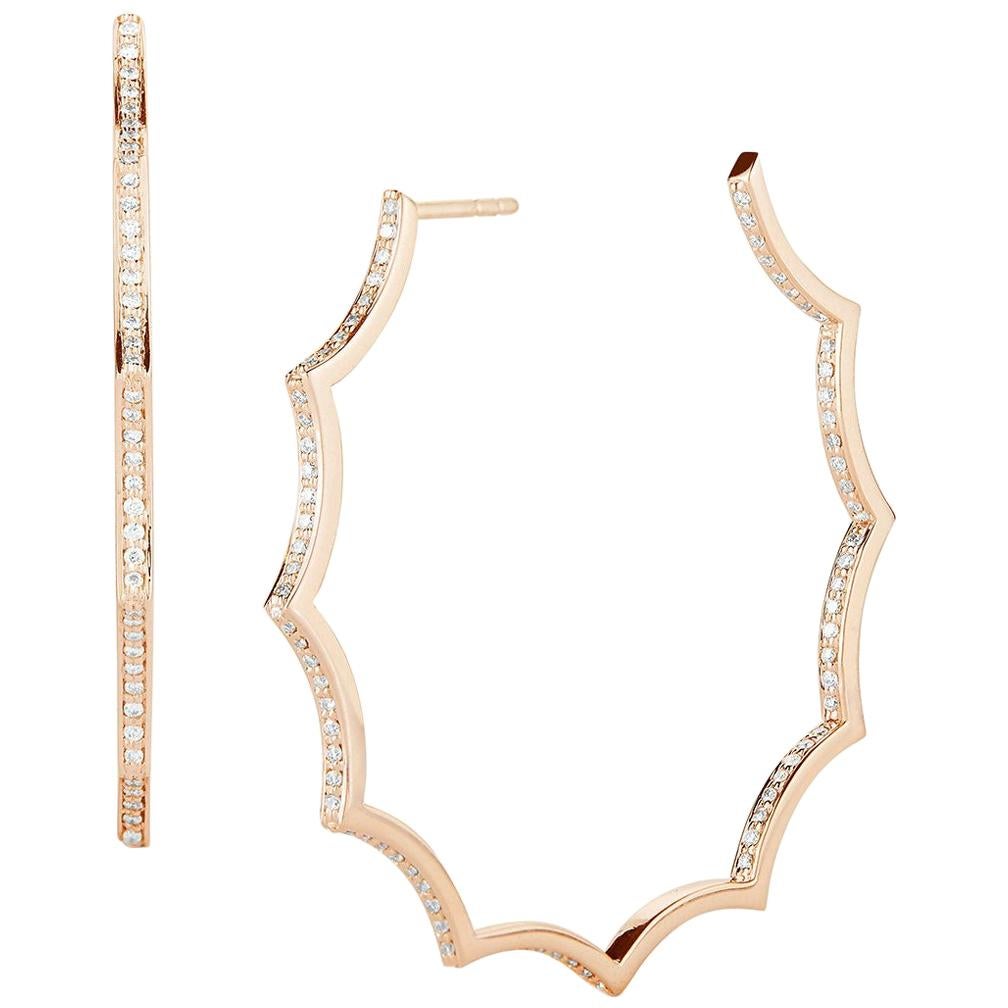 Walters Faith 18 Karat Gold and Diamond Scalloped Hoop Earring