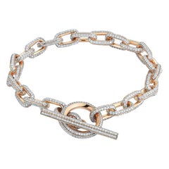 Walters Faith 18 Karat Rose Gold All Diamond Chain Link Toggle Bracelet