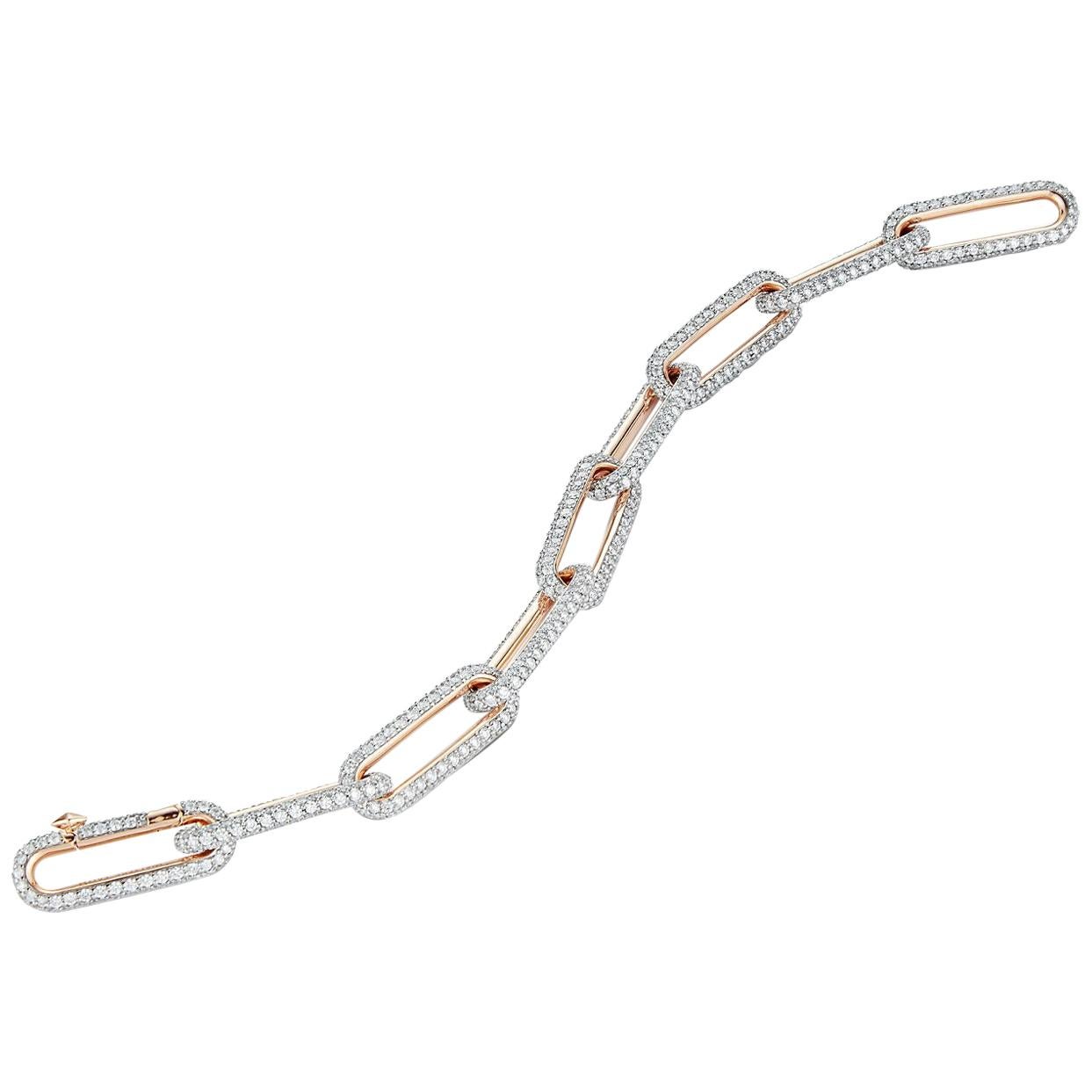 Walters Faith 18 Karat Rose Gold All Diamond Elongated Chain Link Bracelet