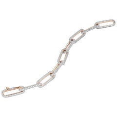 Walters Faith 18 Karat Rose Gold All Diamond Elongated Chain Link Bracelet