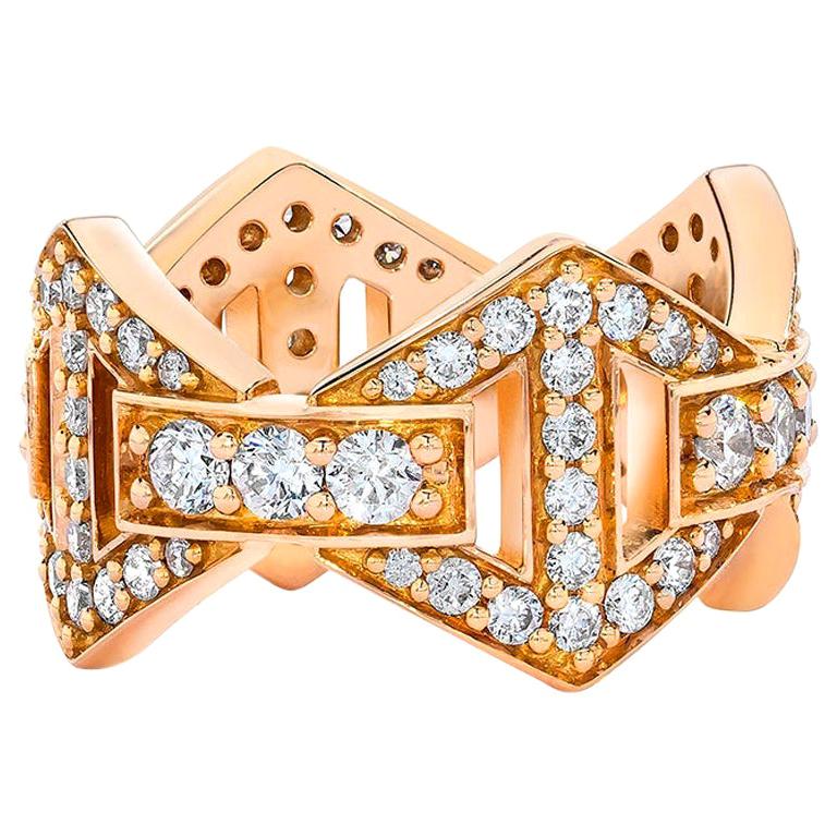 For Sale:  Walters Faith 18 Karat Rose Gold All Diamond Large Signature Hexagon Ring