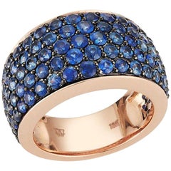 Walters Faith 18 Karat Rose Gold All Pave Blue Sapphire Bombe Ring