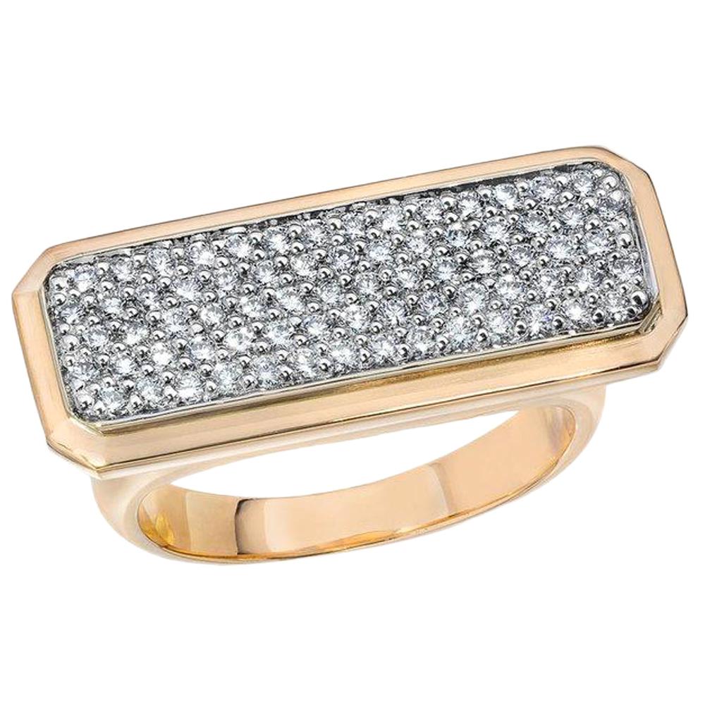 Walters Faith 18 Karat Rose Gold and 18 Karat White Gold Diamond ID Bar Ring