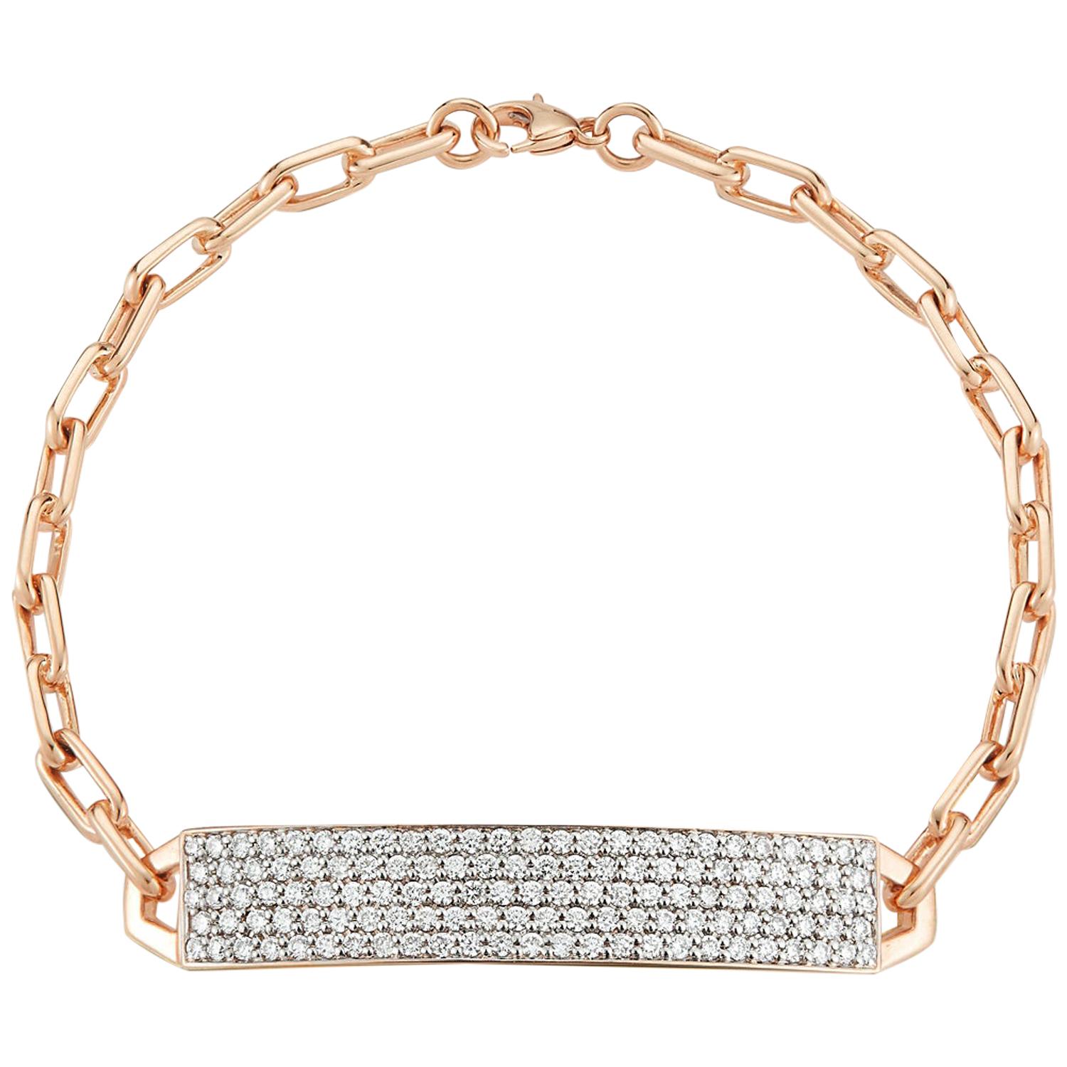 Walters Faith 18 Karat Rose Gold and All Diamond ID Bracelet For Sale