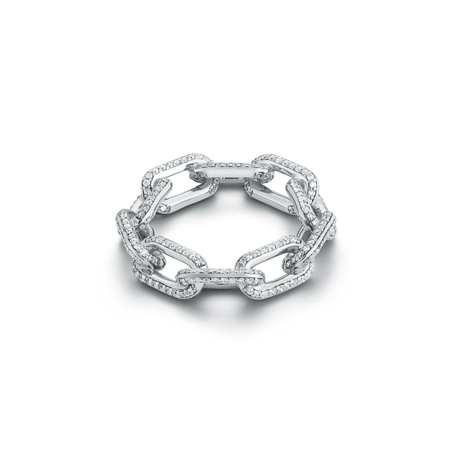 For Sale:  Walters Faith 18 Karat Rose Gold and All Diamond Large Chain Link Ring 2
