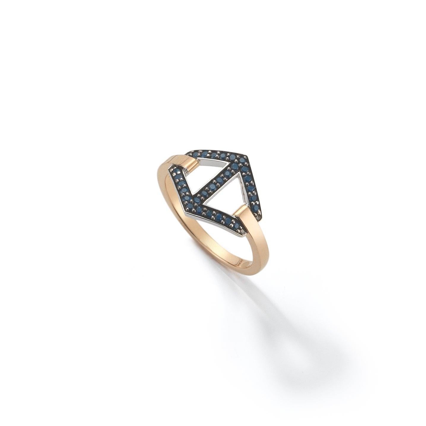 For Sale:  Walters Faith 18 Karat Rose Gold and Blue Sapphire Signature Hexagon Motif Ring 3