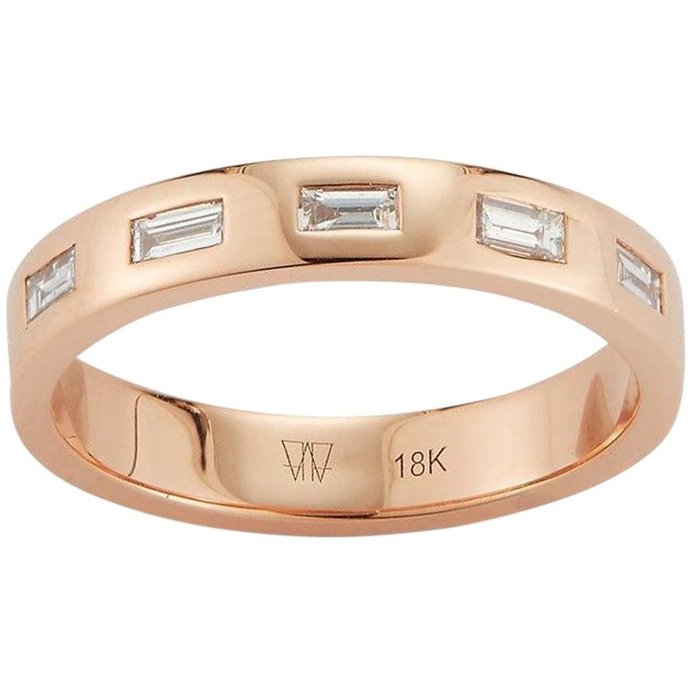 Walters Faith 18 Karat Rose Gold and Diamond Baguette Band Ring