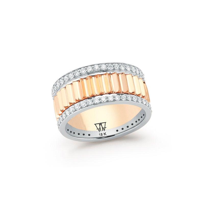 For Sale:  Walters Faith 18 Karat Rose Gold and Diamond Fluted Band Ring 2