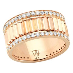 Walters Faith 18 Karat Rose Gold and Diamond Fluted Band Ring