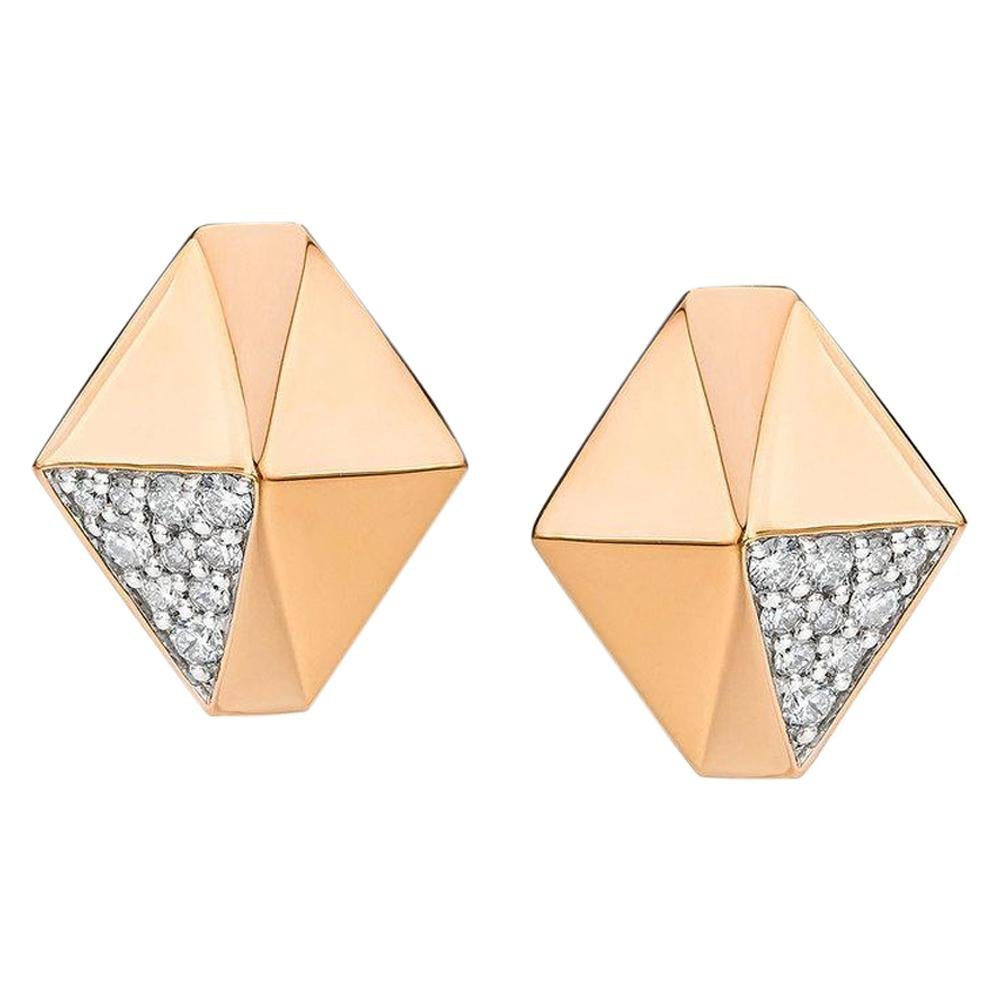 Walters Faith 18 Karat Rose Gold and Diamond Origami Stud Earrings