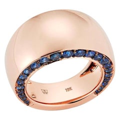 Walters Faith 18 Karat Rose Gold and Pave Blue Sapphire Edge Bombe Ring