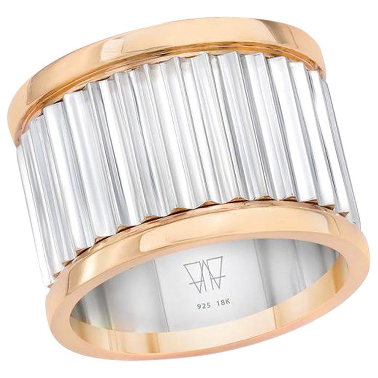 For Sale:  Walters Faith 18 Karat Rose Gold and Sterling Silver Fluted Band Ring