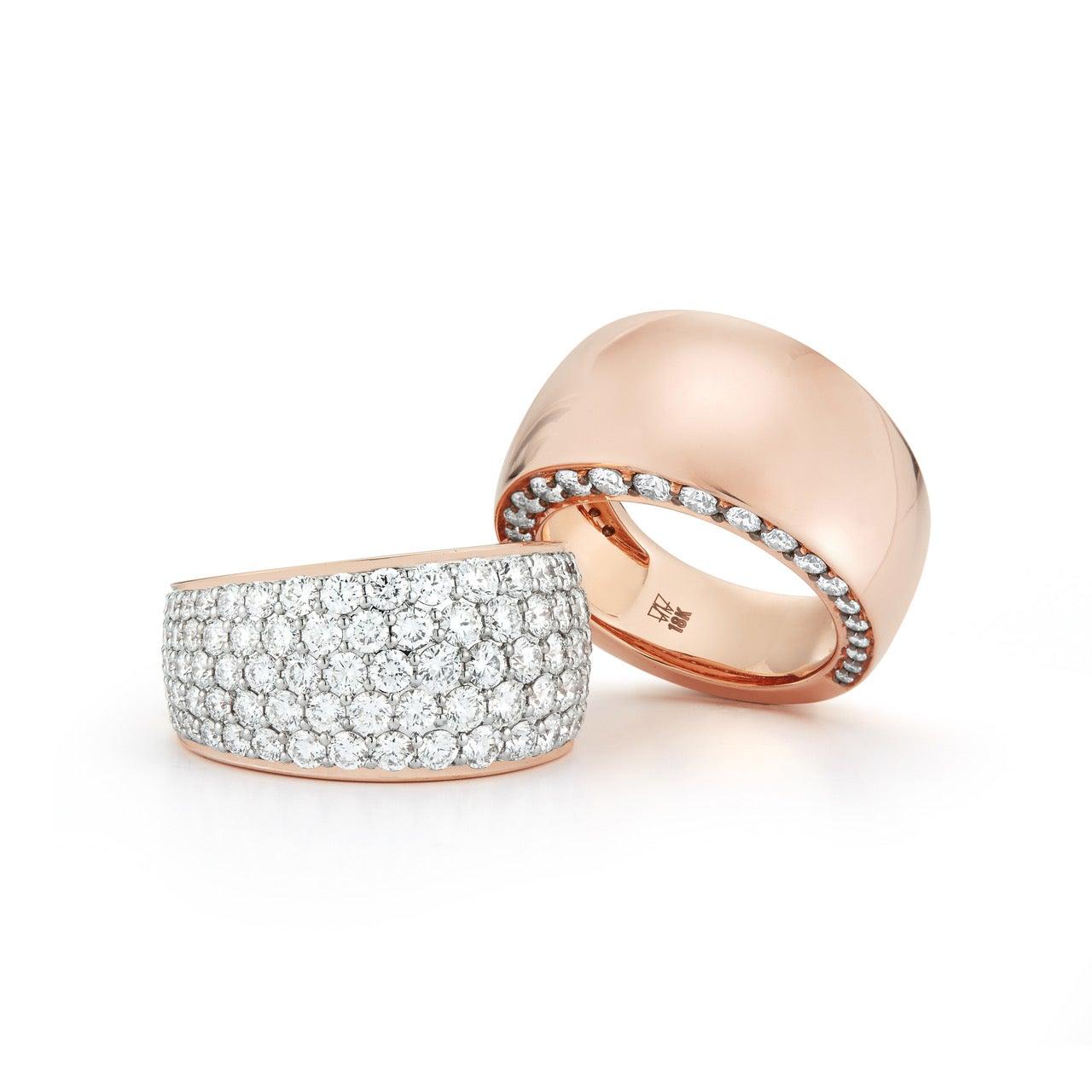 For Sale:  Walters Faith 18 Karat Rose Gold Bombe Ring with White Rhodium Diamond Edges 2
