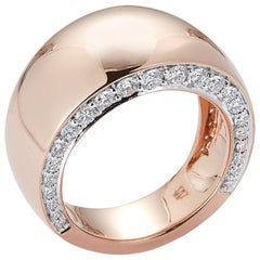 Walters Faith 18 Karat Rose Gold Bombe Ring with White Rhodium Diamond Edges
