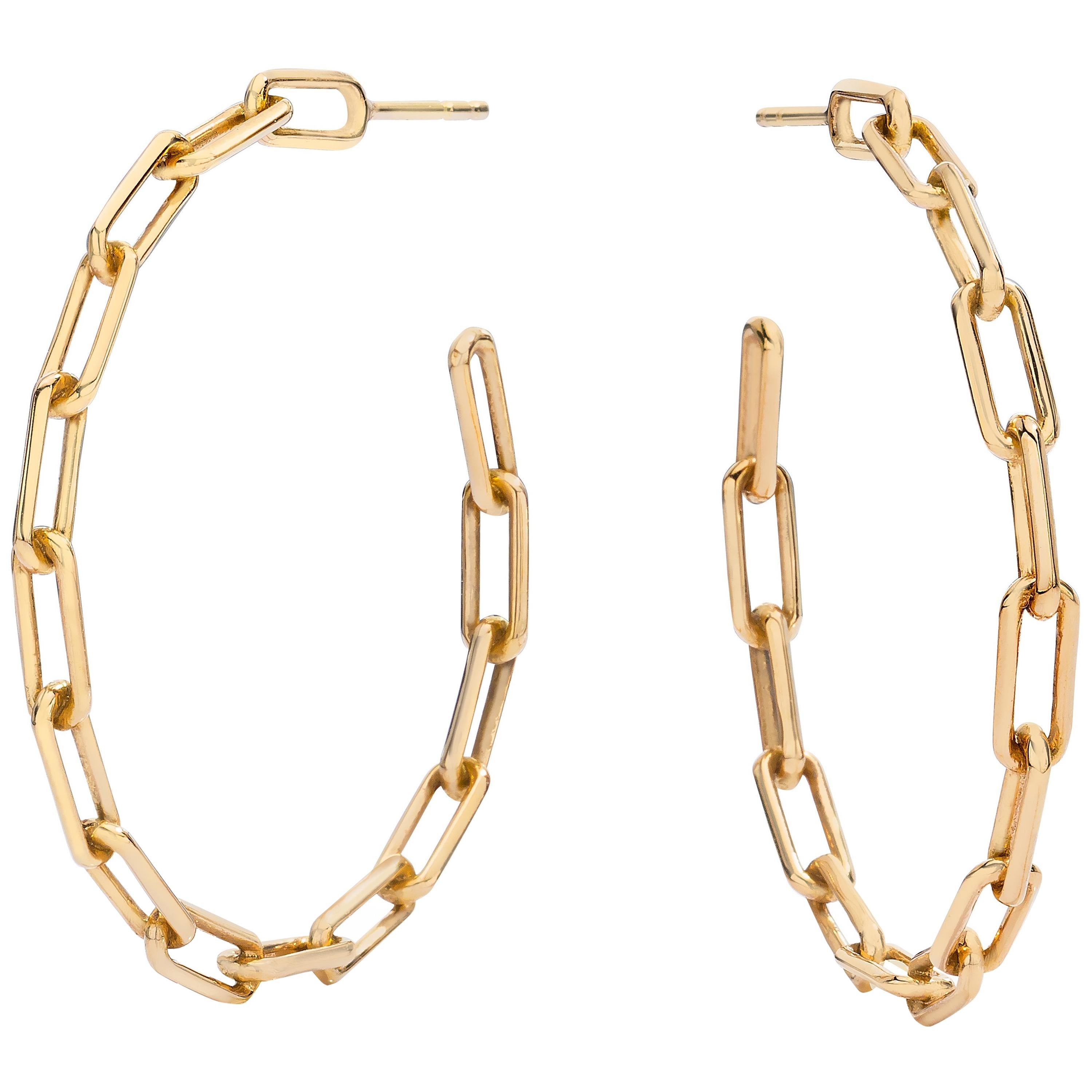 Walters Faith 18 Karat Rose Gold Chain Link Hoop Earrings