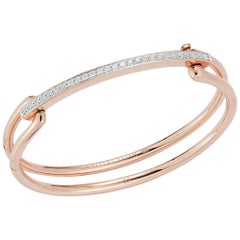 Walters Faith 18 Karat Rose Gold Elongated Link Cuff with Diamond Bar