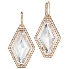 Walters Faith 18 Karat Rose Gold, Rock Crystal and Diamond Hexagon Earring