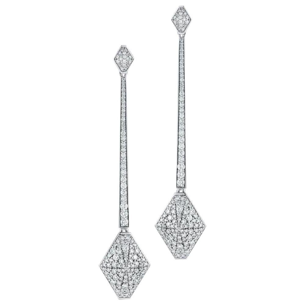 Walters Faith 18 Karat White Gold and Diamond Long Origami Drop