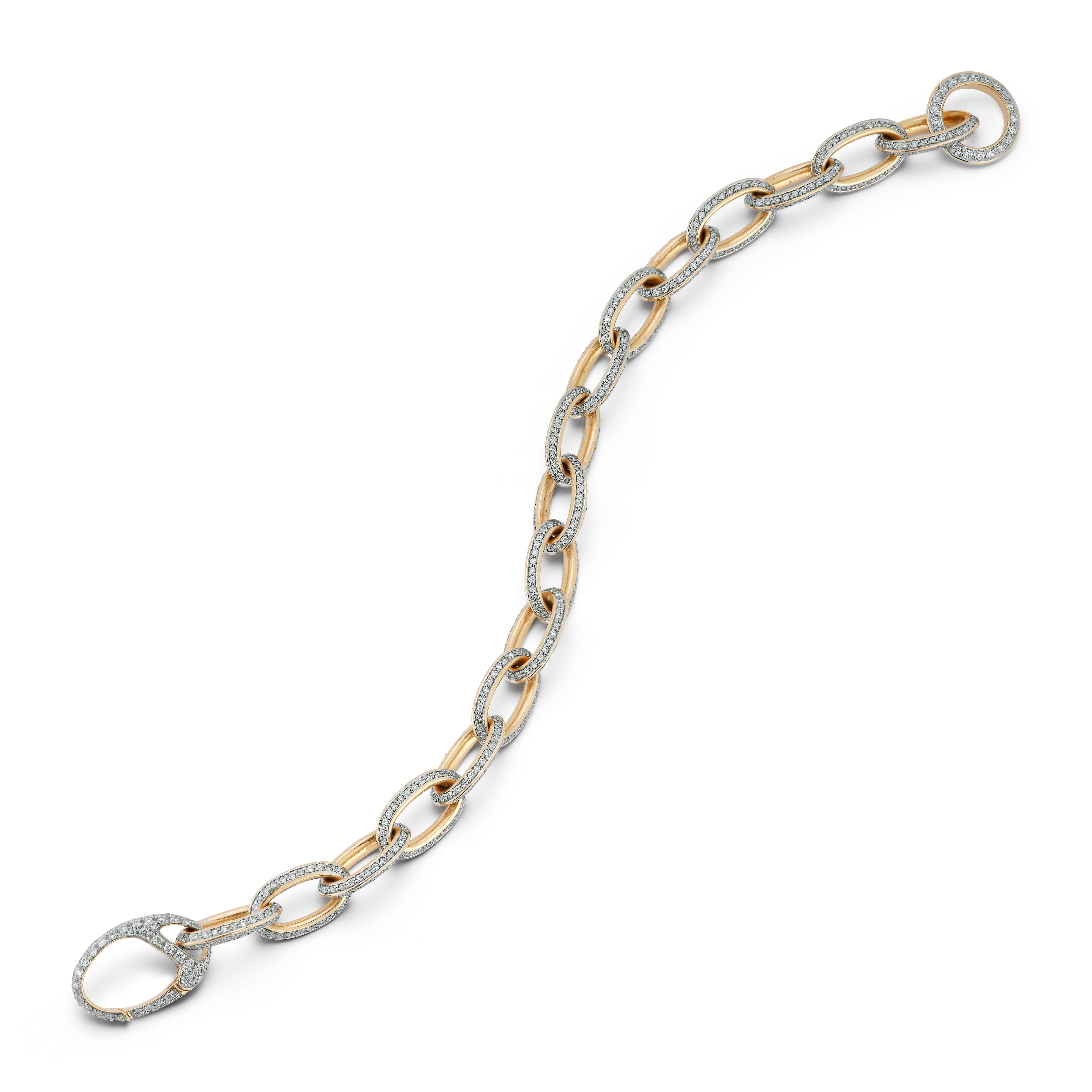 Contemporary Walters Faith 18K Rose Gold All Diamond Chain Link Bracelet For Sale