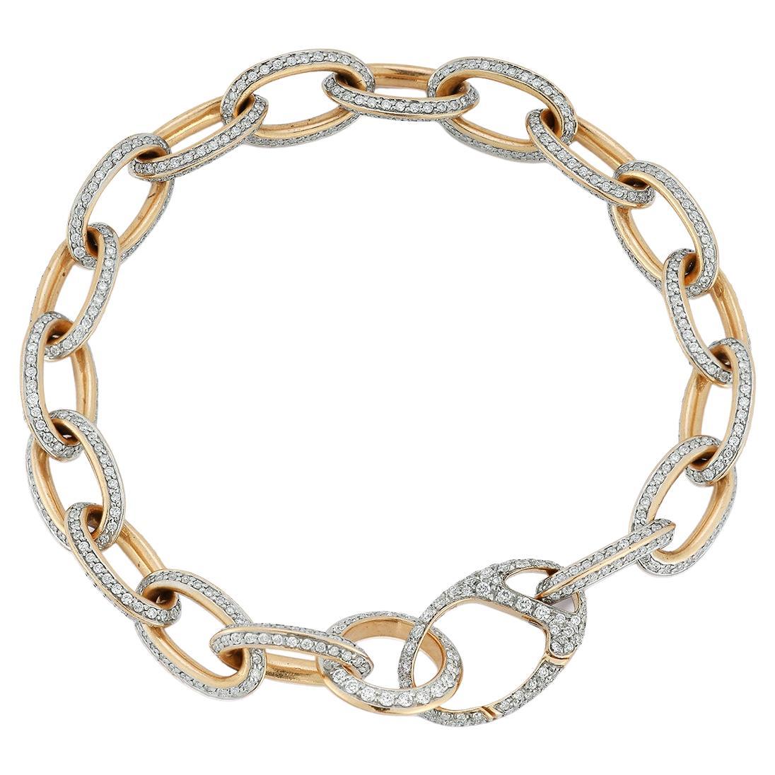 Walters Faith 18K Rose Gold All Diamond Chain Link Bracelet For Sale
