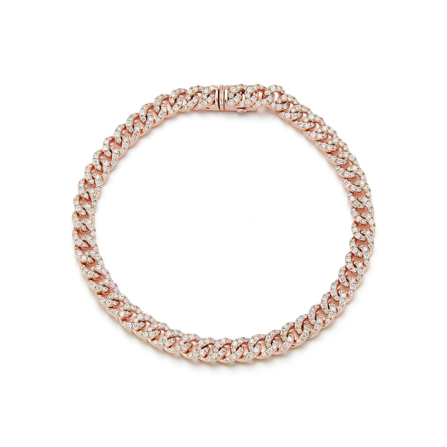Contemporary Walters Faith 18 Karat Rose Gold All Diamond Curb Link Bracelet For Sale