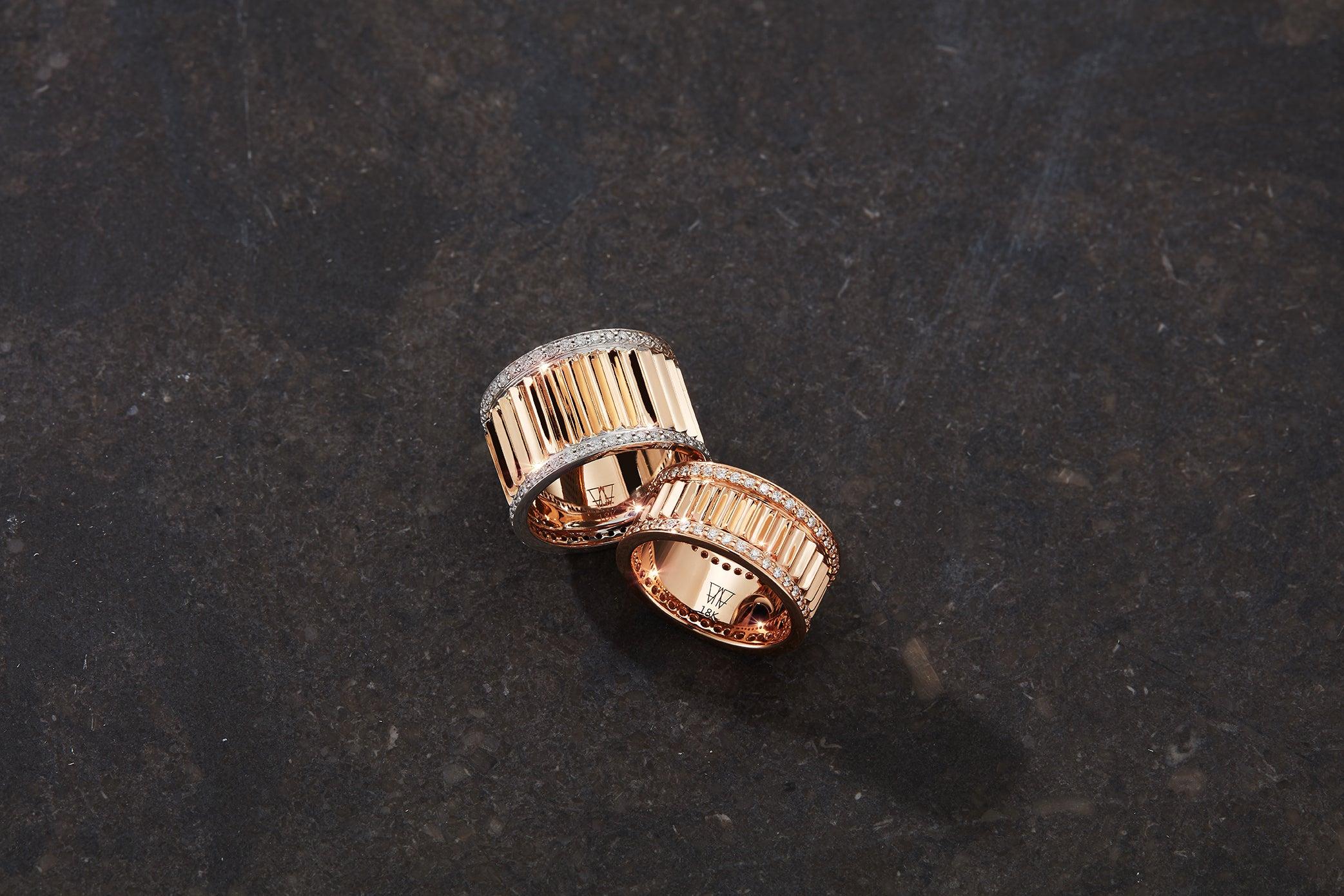 For Sale:  Walters Faith 18K Rose Gold and 18 Karat White Gold Diamond Fluted Band Ring 3