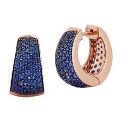 Walters Faith 18K Rose Gold and All Blue Sapphire Tapering Hoop Earrings