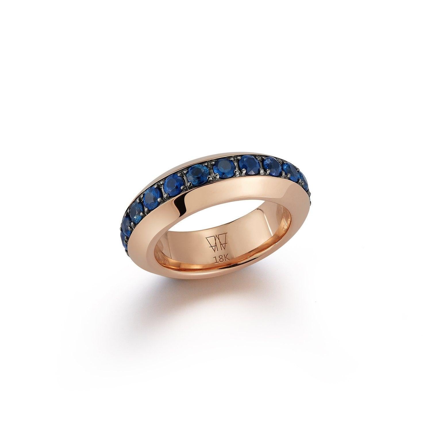 For Sale:  Walters Faith 18K Rose Gold and Blue Sapphire Angled Band Ring 3