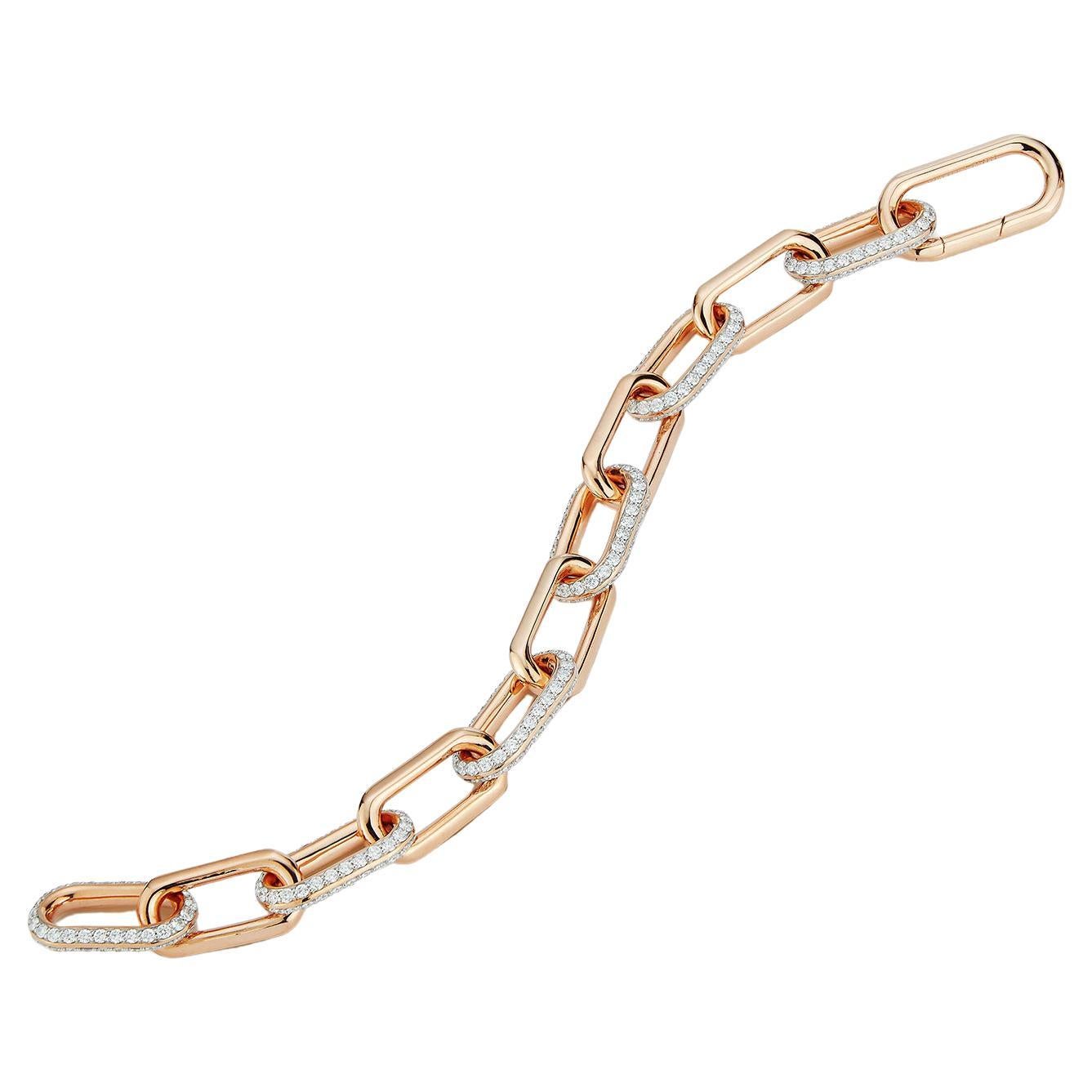 Walters Faith 18K Rose Gold and Diamond Alternating Jumbo Link Bracelet For Sale