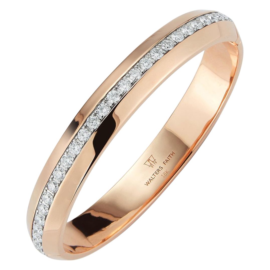 Walters Faith 18K Rose Gold and Diamond Angled Bangle Bracelet For Sale