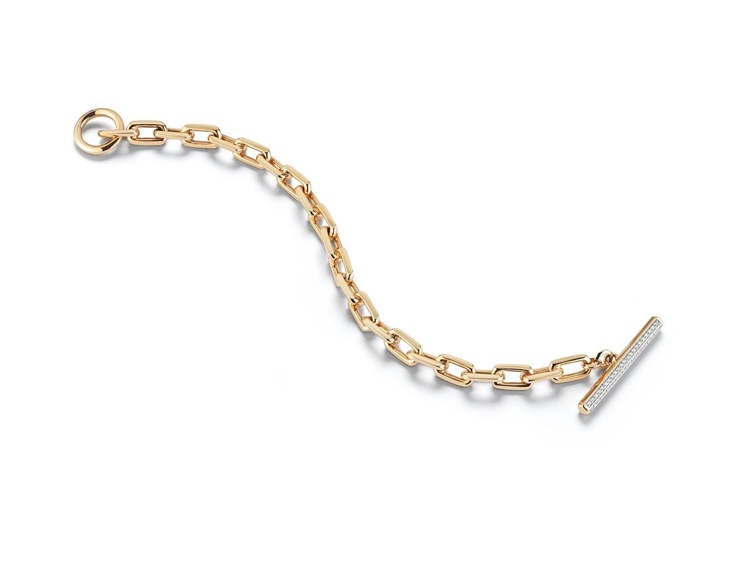 Walters Faith's Saxon Collection 18K Rose Gold and Diamond Chain Link Toggle Bracelet. All links are solid 18K, they are not hollow. Bracelet has 11 links and measures 6.5